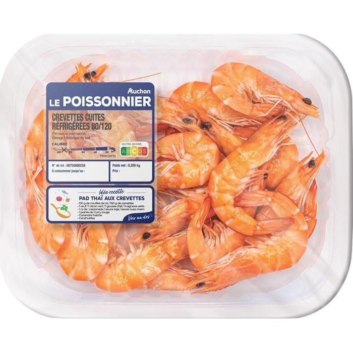 AUCHAN Le Poissonnier Crevettes cuites...