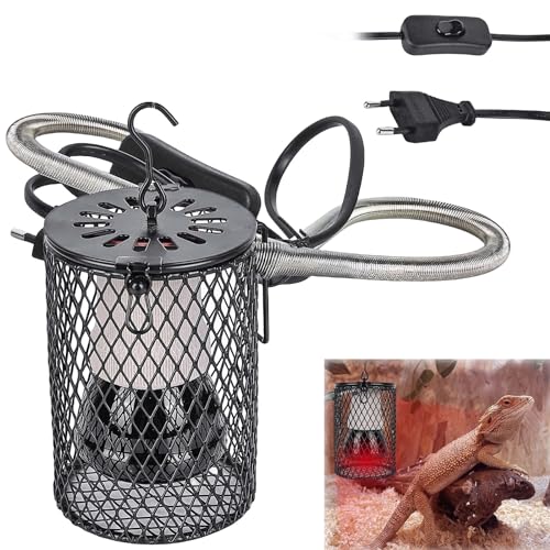 Vegena Reptilien Wärmelampe 100W Mit Schutzkorb - Keramik Heizlampe Für Terrarium