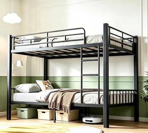 Queen Over Queen Bunk Bed Heavy Duty Metal Bunk Bed for Adults & Teens