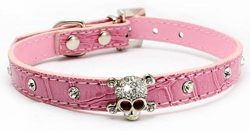 Miniatura 4 de Serijoars Lindo collar de piel con diamantes de imitación de imitación de calavera brillante y elegante con diseño de calavera y diamantes de