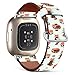 Mingdao Compatible with Fitbit Versa 4 / Versa 3 / Sense 2 / Sense Patterned Leather Replacement Band (Cute Red Pandas)