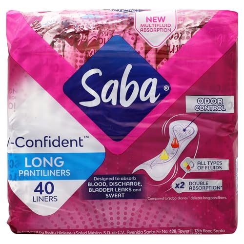 Image of SABA V-Confident Long Daily Liner Panty Liners, 4-Pack of 40 Pads (160 Count)