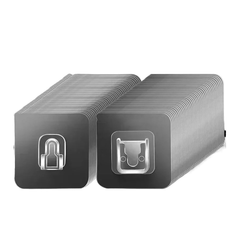 Gentryroo Men's 40 Pairs(80Pcs) Clear Square Adhesive Hook Pair Punch Free Traceless Interlocking Wall