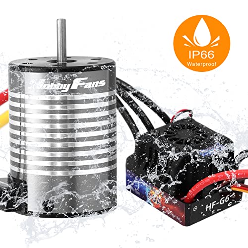 Hobby Fans Waterproof S3650 3500Kv Brushless Motor 3.175Mm Shaft With Upgrade 80A Esc Electric Speed Controller Combo Set For 1/10 Rc Car Truck #TOP3