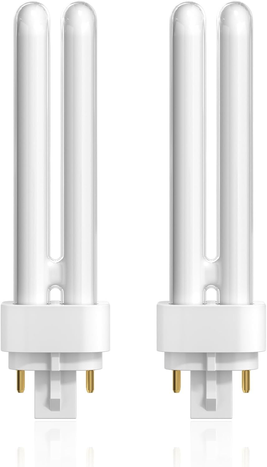 2 x Luxsa Lighting 13W CFL G24D-1 2 Pin Compact Fluorescent Light 13W PLC Tube Bulbs 870LM Energy Saving G24d-3 Compact Fluorescent Lamp CFL Light Bulbs 4000K Cool White Double Turn 2U Tube
