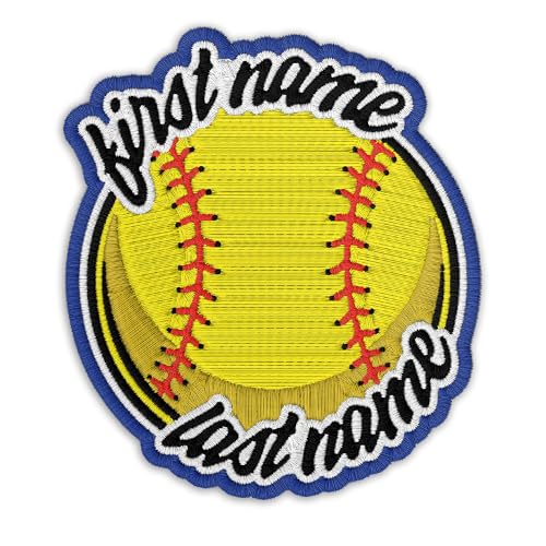 (New Update) Custom Softball Bat Knob Patch Personalized Baseball Softball Sports Name Number Iron-On/Sew-On/Hook & Loop Embroidery Embroidered Patches for Jackets Backpack Hat Jackets Gifts