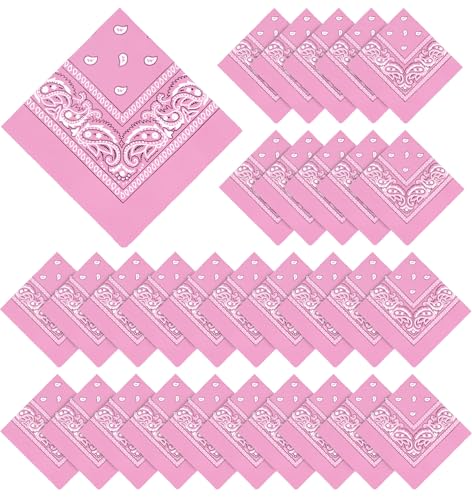 YSense 30 Pieces Paisley Bandana Unisex Multi-Purpose Bandanas Bulk Cowboy Headbands Square Scarf Head Wrap for Women Men