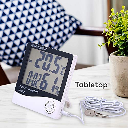 Image of Room Temperature Meter Digital Wall Hanging HTC-2 Black and white color