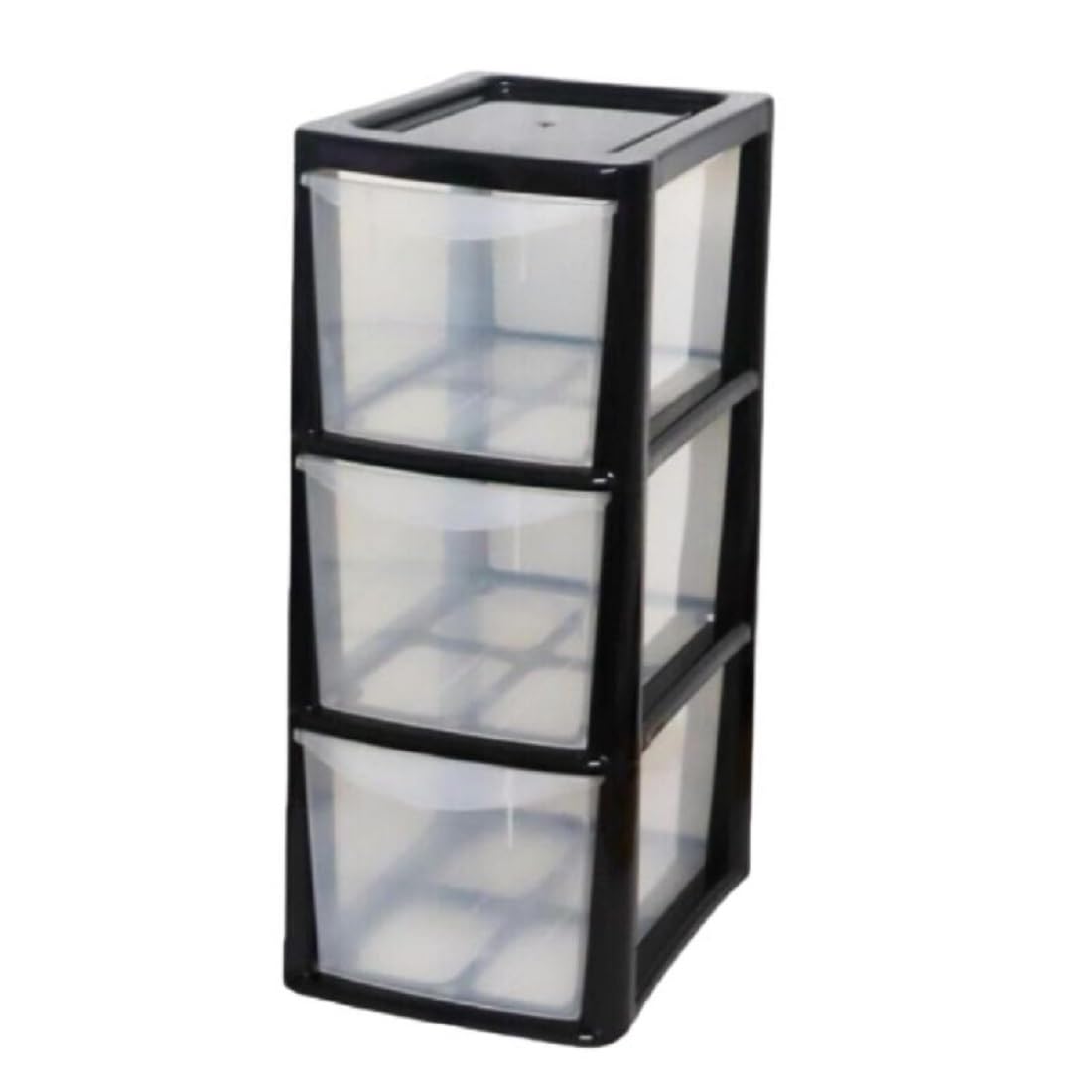 Khanary Black 3 Tier Drawer Medium A5 Size Tower Storage Unit Homes, Kitchen, Schools, Offices Plastic Drawer Organizer Desktop Stationary, Art Supplies, Shoes, Small Toys, (3 Drawers Medium )