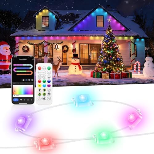 100FT Permanent Outdoor Lights for House -Eaves Lights with 50 IC+RGBCW LED IP67 Waterproof, Smart Outside LED Christmas Light with App/Remote, Eternity Lighting for Holiday/Daily