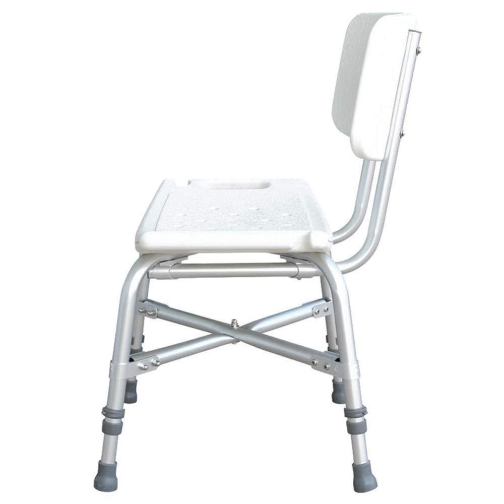 Silla De Ducha con Respaldo Ajustable De Alta Resistencia Rectangular Antideslizante Taburete De Ducha (Blanco)