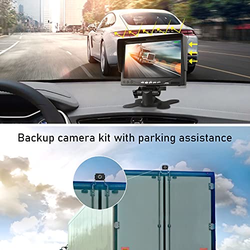 AHD 1080P Rückfahrkamera-Set 7 Zoll Rückfahrkamera Monitor mit LED-Lichtsensor, wasserdichte...