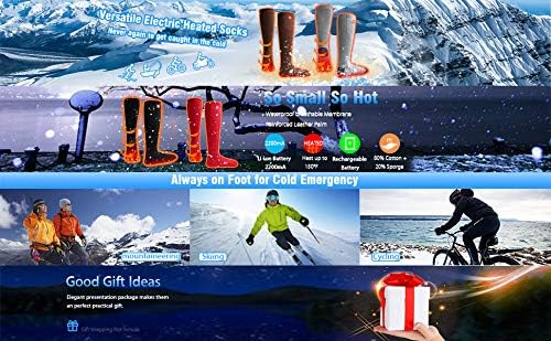 Miniatura 9 de Autocastle Calcetines calefactables con batería, kit de calcetines de calefacción eléctricos recargables para hombres y mujeres, medias térmicas de