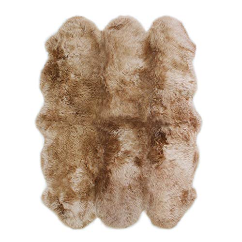 ムートンラグ 天然 オーストラリア産 長毛 6匹物 ラグ シナモン 140×180cm 洗える 日本製 NF006CN