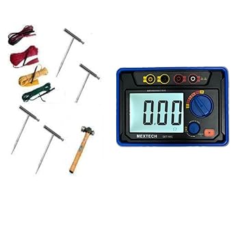 MextechH DET-99C Digital Earth Resistance Tester with Testing Kit