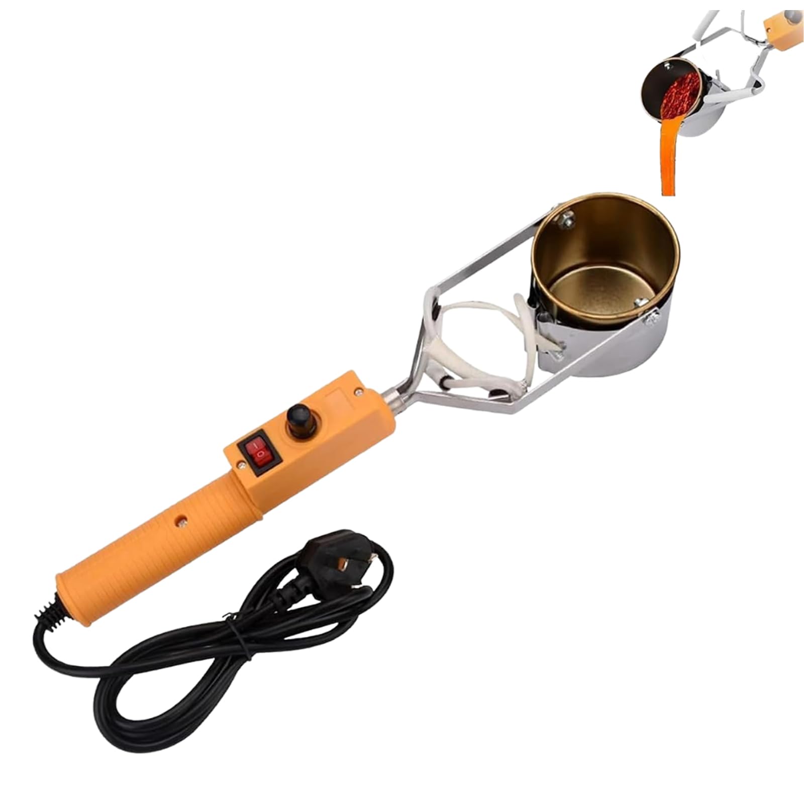 Crisol de plomo portátil de mano, crisoles de 380 W para fundir metal, crisol eléctrico para plomo, ajuste de 150-450 ℃, para moldes de peso