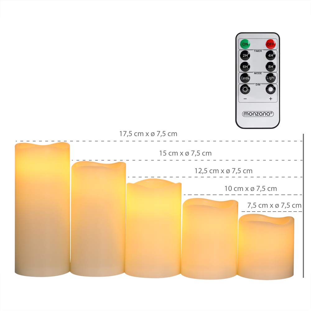 Monzana 10x velas con mando batería 10 modos diferentes y temporizador decoración guirnalda luminosa interior fiestas