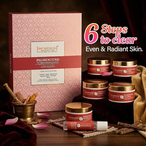 Image of Aaryanveda De-Pigmentation Facial Kit | 6-Step Skin Brightening, Dark Spot Removal, Tan Removal, Even-Toned Glow & Hyperpigmentation Treatment for Radiant, Clear Skin 260gm