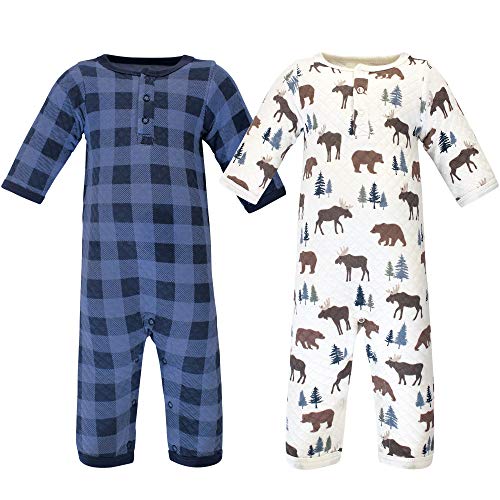 Hudson Baby Unisex Baby Premium Quilted Coveralls, Moose Bear, 9-12 Months