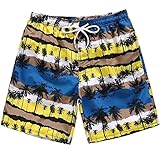 MUJOQE Badehose Jungen Sommer Badeshorts 3D Druck Schnell Trocknend Hawaii Surf Schwimmhose Kinder, kokos Palme, 13-14 Jahre
