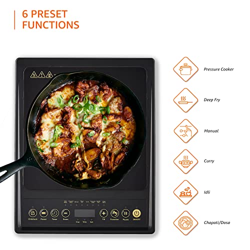 AmazonBasics 1200 Watt Induction CooktopDigital Display 6 preset