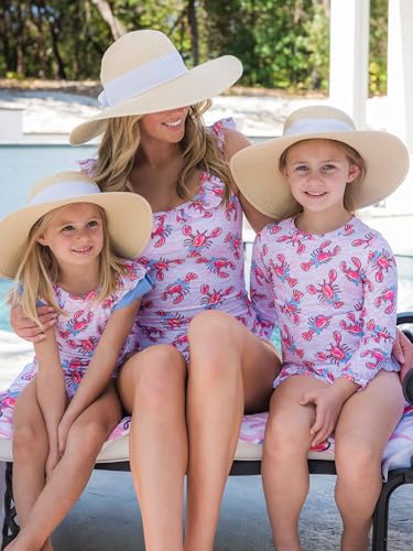 Image of RuffleButts Girls UPF50+ Sun Protection Ruffle V-Back One Piece Swimsuit