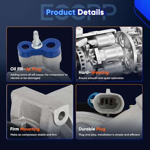 Image of ECCPP AC Compressor Direct Fit for Chevrolet Camaro V6 3.6L 2010-2015 | Fast Cooling AC Compressor with Clutch