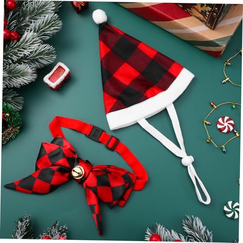 Disfraz navideño para mascotas con gorro y pajarita miniatura 6