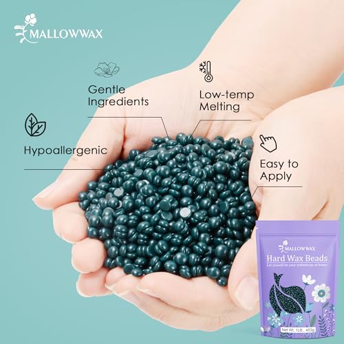 Image of Mallowwax Hard Wax Beads, 1lb Low Temp Stripless Wax For Sensitive Skin, For Coarse And Short Hair, Bikini, Underarms, Legs And Body