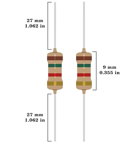 Miniatura 3 de ALLECIN Kit de resistencias de 25 valores 12 W de 1 ohmio a 1M Ohm 12 vatios 5% de resistencia de película de carbono surtido