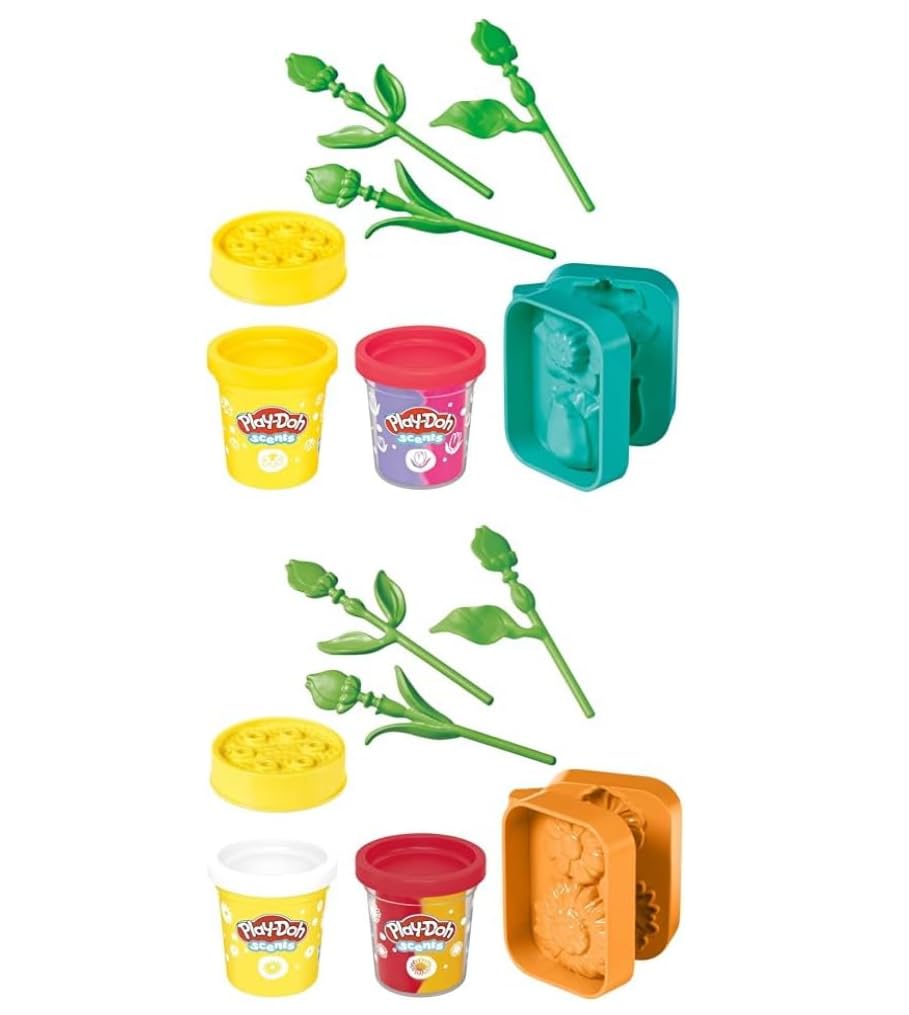 Play-Doh Flower Two Pack, Tulips, Daffodils, Sunflower & Daisies, Kids Arts & Crafts Kit, Gifts for Girls & Boys