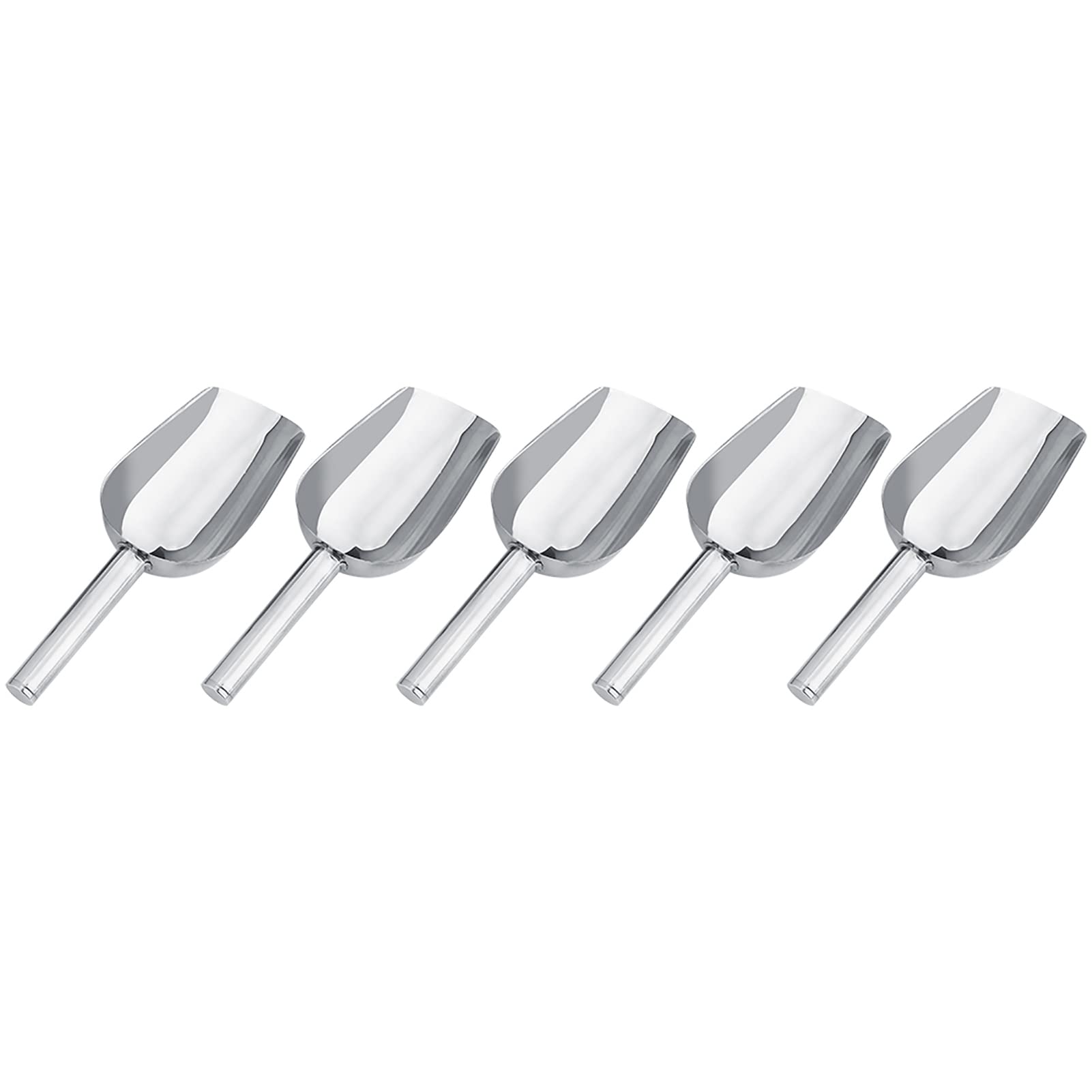 5pcs Solid Stainless Steel Scoops, Lightweight, Ice Tongs for Bread, Salad, Sugar, for Parties, Supermarkets, Cafes (5* shovel)