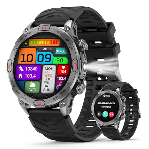 Smart Watch for Men Women with LED Flashlight, 1.43 Smart Watch for Men Women with LED Flashlight, 1.43