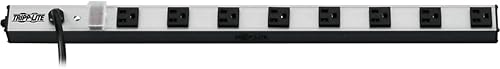 Tripp Lite toma múltiple para mostrador y gabinete, 12 pulgadas de largo, cable de 6 pies con enchufe 5-15P (PS120406) 8 enchufes NegroPlateado
