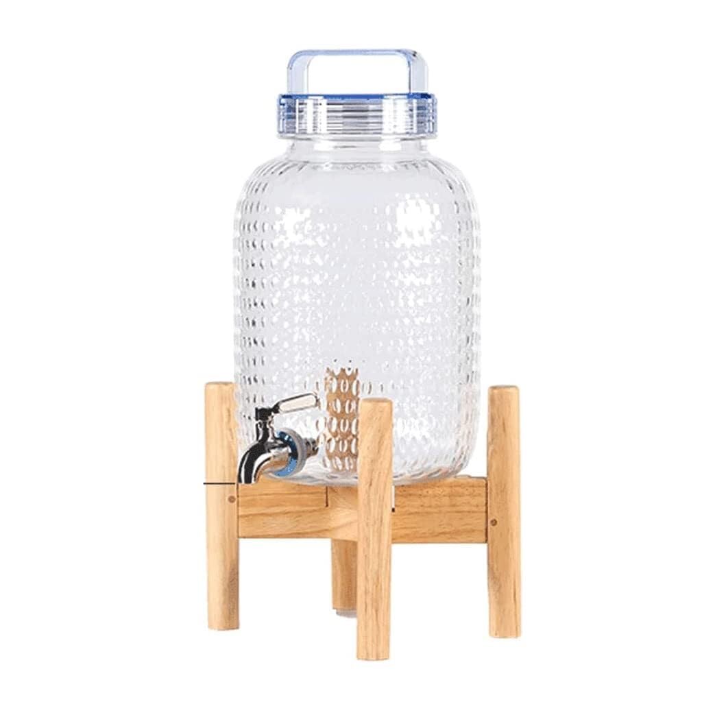 HCZKIUJY 8.3L Beverage Dispenser with Wooden Stand & Stainless Steel Spigot, Cold Drink Dispenser for Juices, Lemonade, Iced Tea & More (Wood 8.3L)