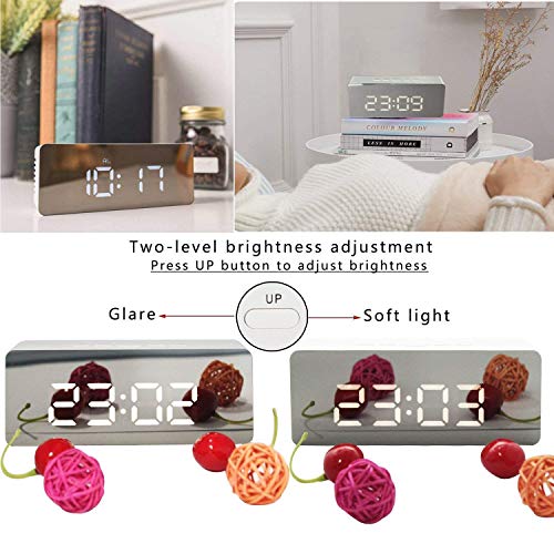 BUYERZONE Digital LED Mirror Alarm Clock for Table Smart Alarm Clock for Students Heavy Sleepers with Sensor Date and Temperature for Office Home & Bedroom (Multi) - Image 8