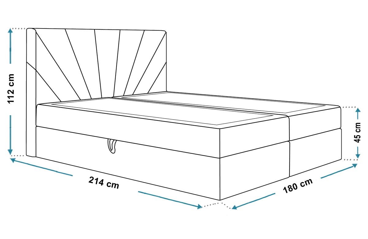Boxspringbett 180x200, Velourstoff, Dunkelblau, Bonell-Matratze