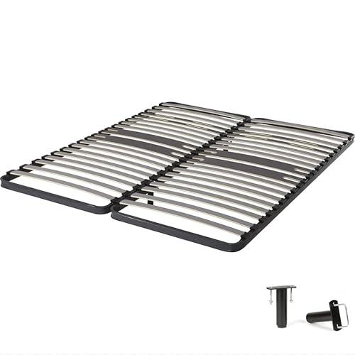 Ebac 318 EBAZONE - Literie sommier cadre à lattes, couchage double 2x80x200, 18 lattes multiplis dont 2 spéciales "creux d'épaules" + 2 spéciales " zone lombaire", finition epoxy gris, 2x80x200cm Cover