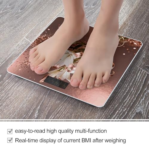 Báscula Digital Floral Oro Rosa para Baño Precisa y Estable miniatura 5