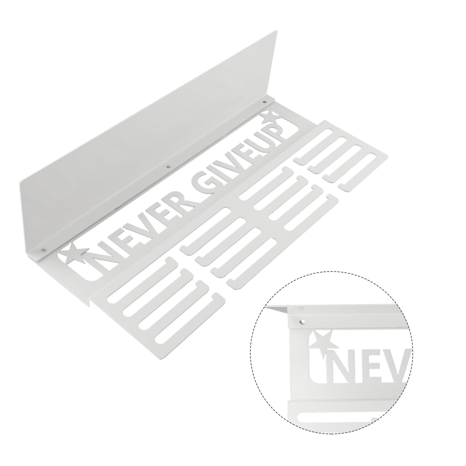 Porta medaglie da parete in metallo con ripiano per medaglie sportive e trofei, può contenere oltre 64 medaglie in modo sicuro (bianco)