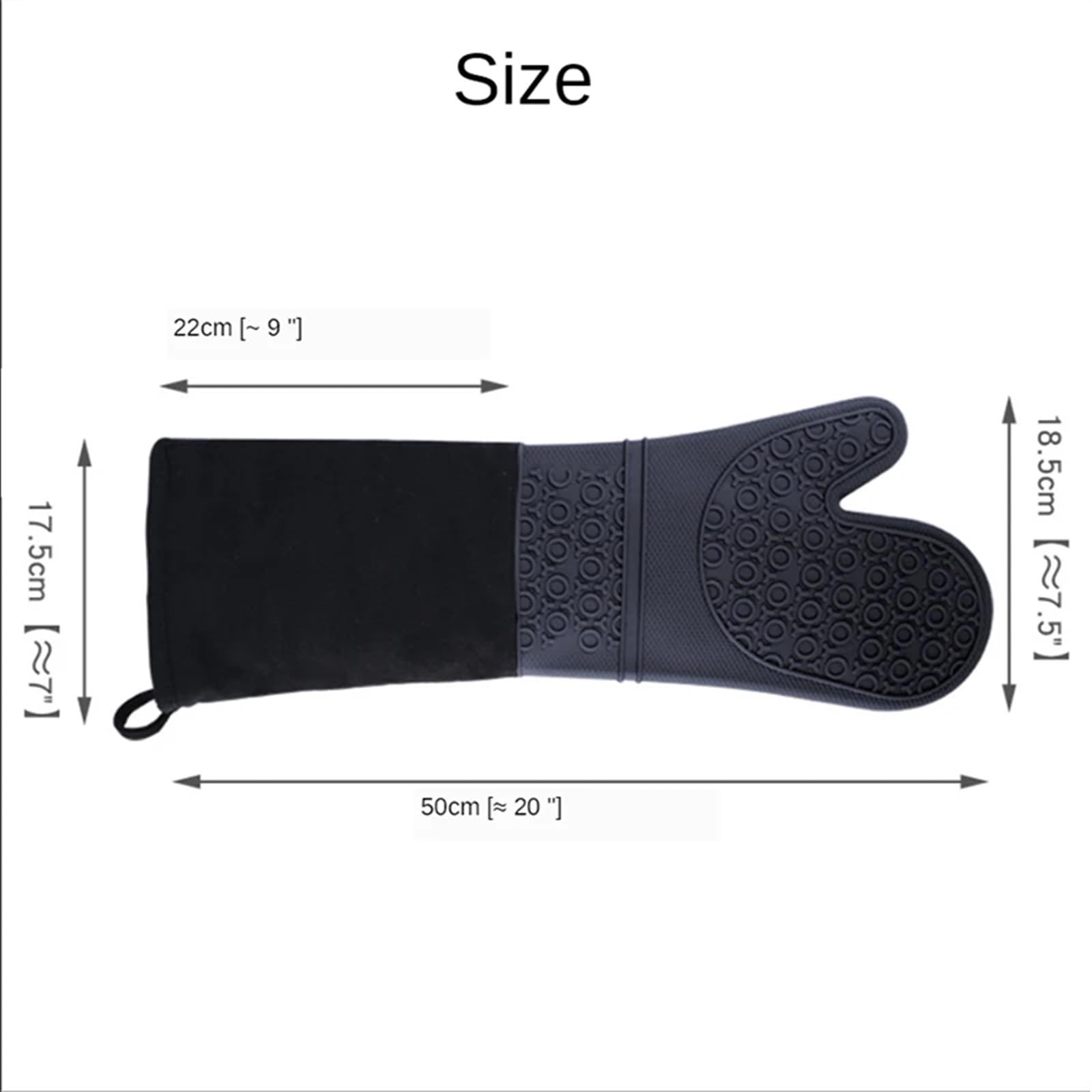 MRKU Backhandschuhe, Ofenhandschuhe, verlängert, aus Baumwolle, Silikon, hitzebeständig, mikrowellengeeignet, rutschfest