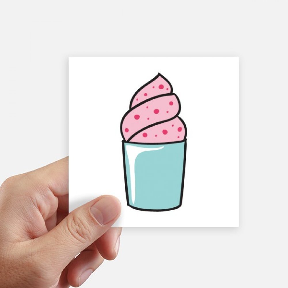 Autocollant cup ice cream rose de 10 cm x 10 cm multicolore pour valise et motobike