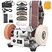 Junchamp 3-in-1 Electric Belt-Sander Polishing-Grinding Knife Sharpener, 7 Speed Adjustable Mini Power Sanding Machine Bench Grinder for DIY Model Crafts Jewelry Making, Wood Metal Working
