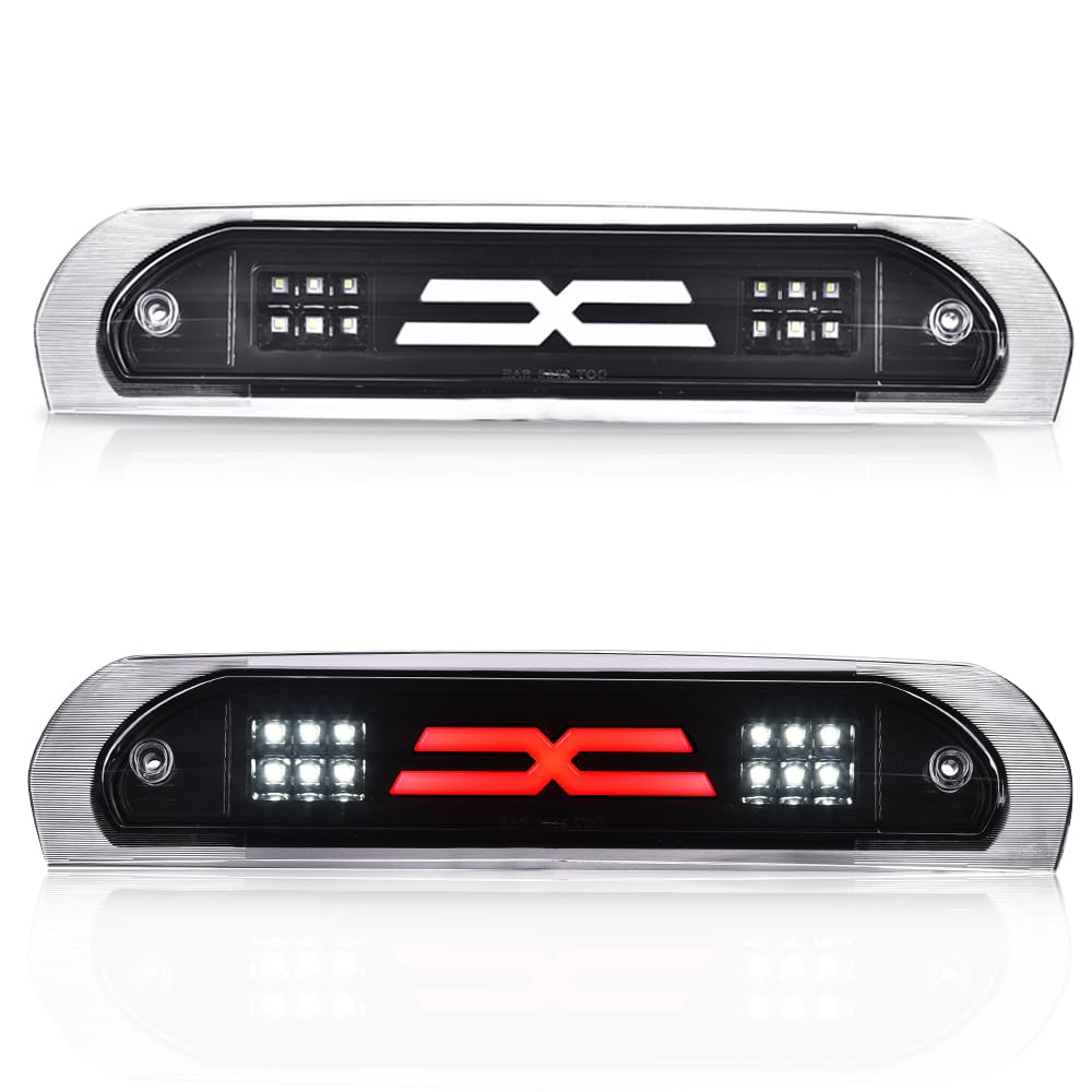 PIT66 LED 3rd Brake Light Compatible with Dodge Ram 1500 2002-2008/Compatible with Dodge Ram 2500 3500 2003-2009 Third Brake Light Cargo Black Housing Clear Lens