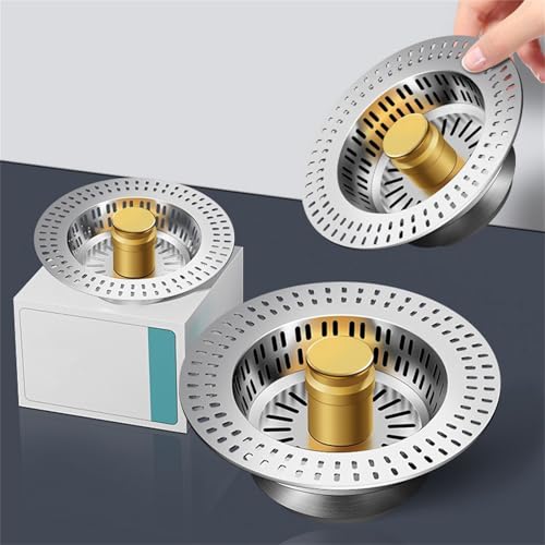 Colador para desagüe de fregadero 3 en 1 acero inoxidable miniatura 5