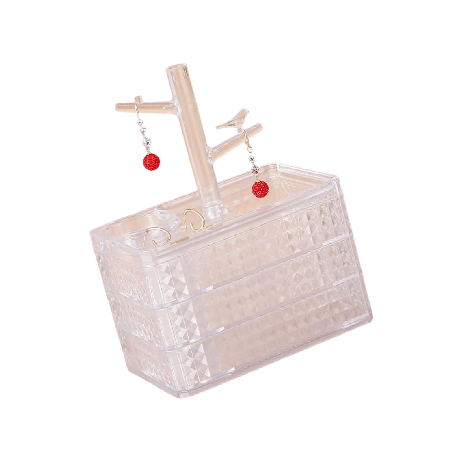JTQYFI Stylish 360 Degree Rotating Jewelry Storage Box Multiple Layer Organizers for Earrings Necklaces and Bracelets PET Box