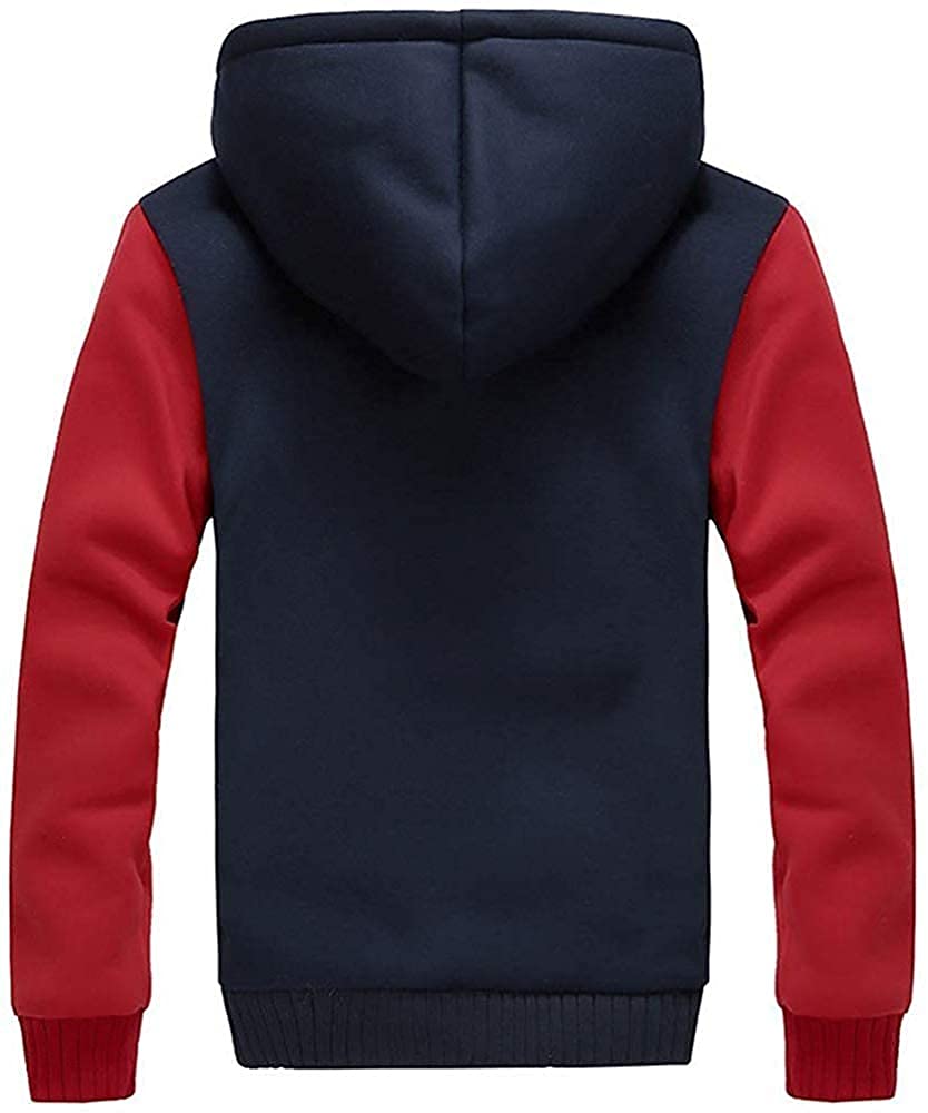 LEZUAN Felpa con Cappuccio Uomo Inverno Caldo Hoodie con Cerniera Integrale Felpe Uomo Manica Lunga Pullover Giacca di Spessore Cappotto in Pile Foderato