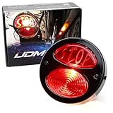 iJDMTOY Gloss Black 4-Inch Old Skool Single Incandescent Bulb Duolamp Style Tail/Brake Lamp Compatible With Classic Cars, Hot Rods, Motorcycles Bobber/Chopper