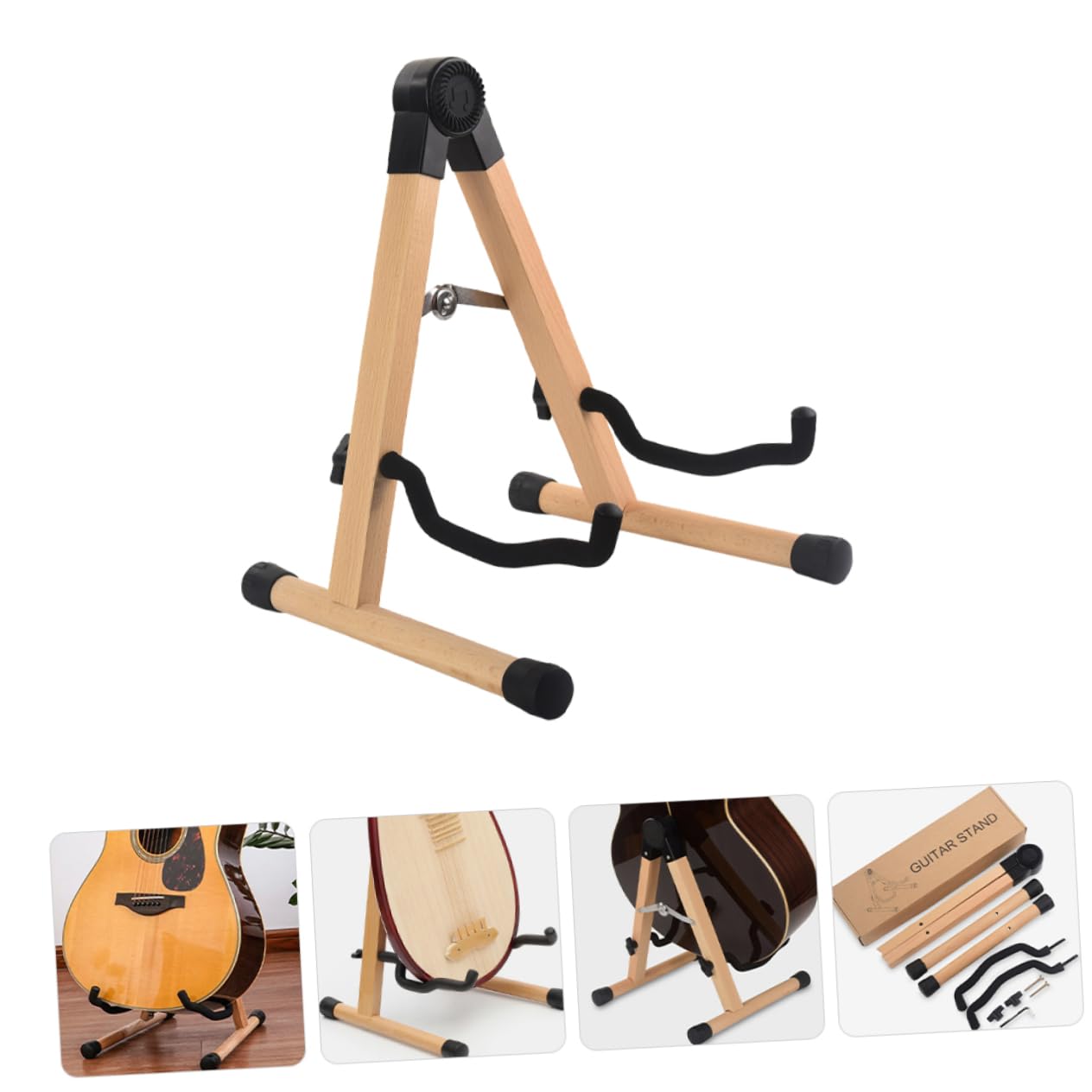 Abaodam Gitarrenständer, Klappbar, Braun mit Stabilem A-rahmen | Violine und Gitarre, aus Abs und Eisen, für Musiker, Platzsparend Faltbar