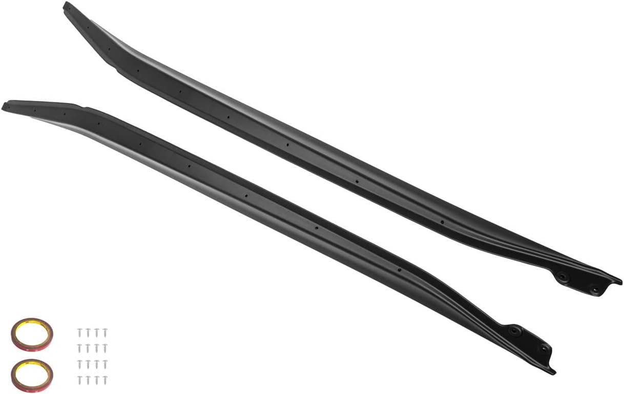 Replacement For 2014-2019 Chevrolet Corvette C7 | Add-On Bottom Line ABS Plastic PRIMER BLACK Side Skirts Rocker Panel Extension Pair